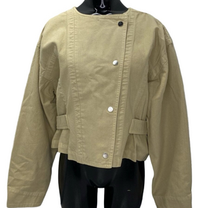 NEW RACHEL COMEY Womens Jacket Cement Britell Snap Front Cotton